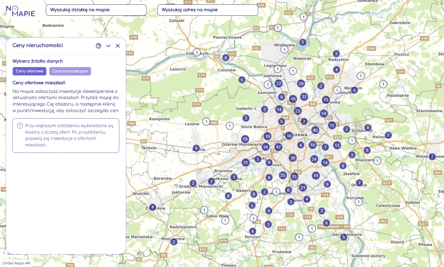 Mapa cen nieruchomości w Geoportalu Na Mapie.webp