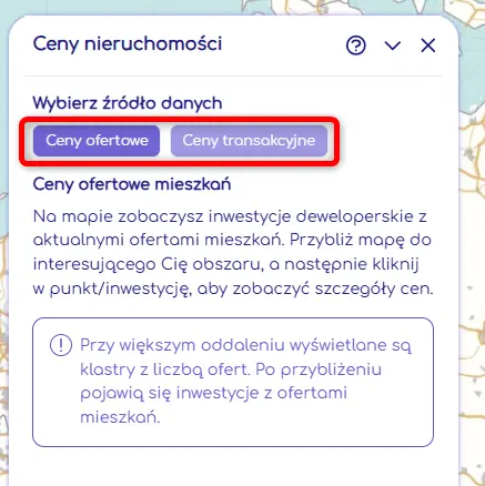 Wybór ceny ofertowe lub ceny transakcyjne nieruchomości.webp