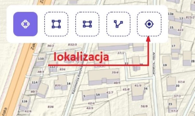 Wybierz działki rysując geometrię - lokalizacja